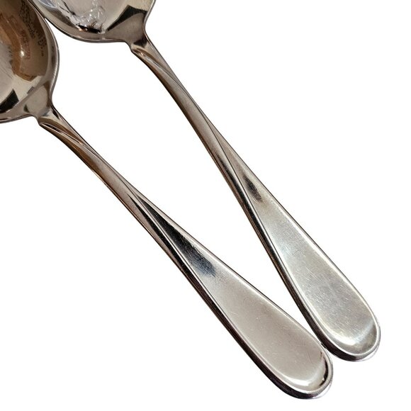 2 Oneida Flight II Serving Spoon 8.5" stainless 2000s vtg art deco style - Picture 4 of 8